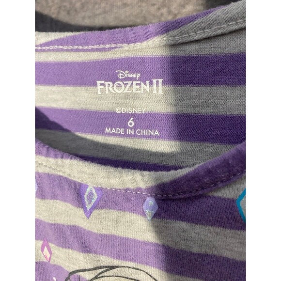 Disney Frozen 2 Elsa Girls Dress Size 6 Purple Gray Striped Ruffle Sleeve - Picture 5 of 5